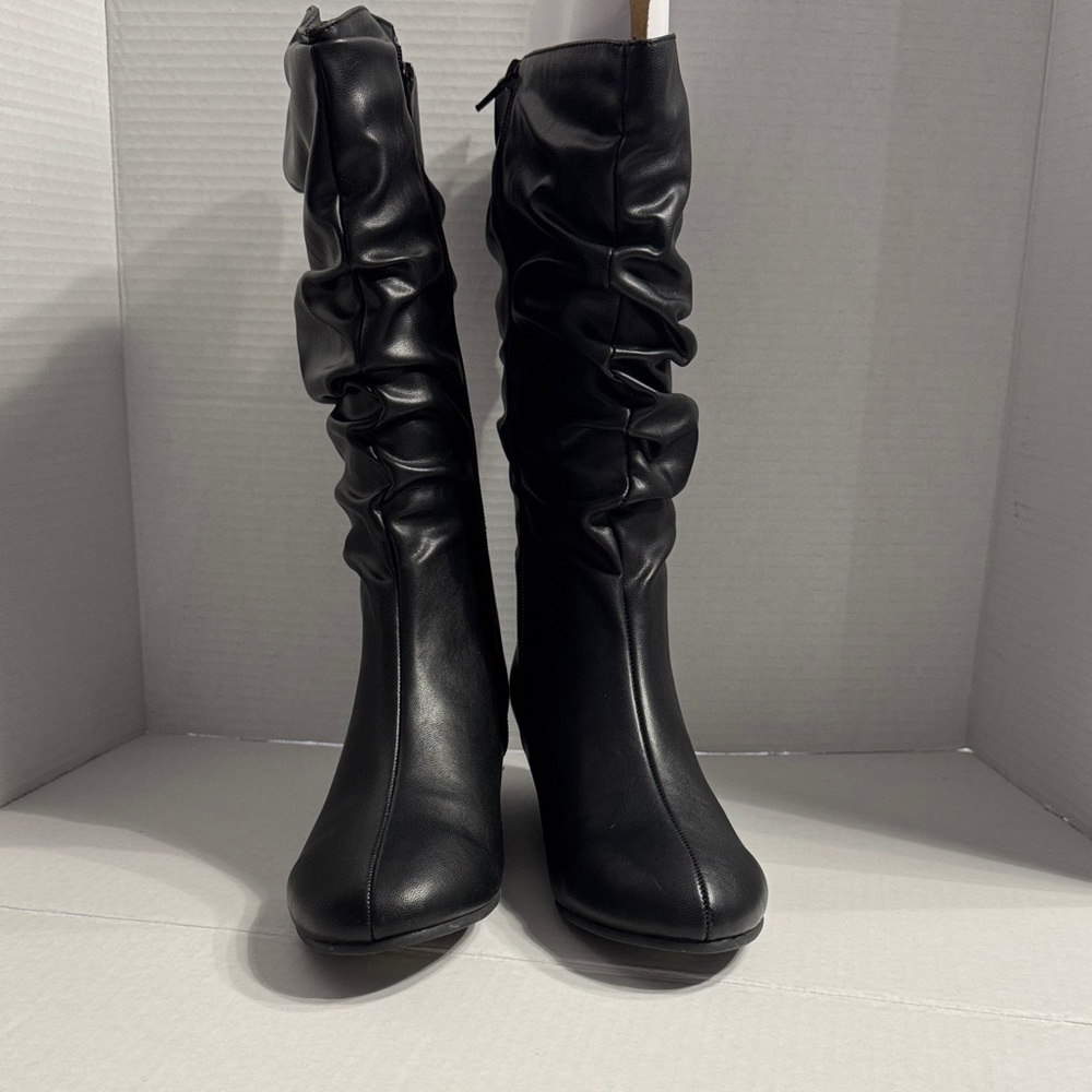 Comfortview Black Ruched Heeled Boots